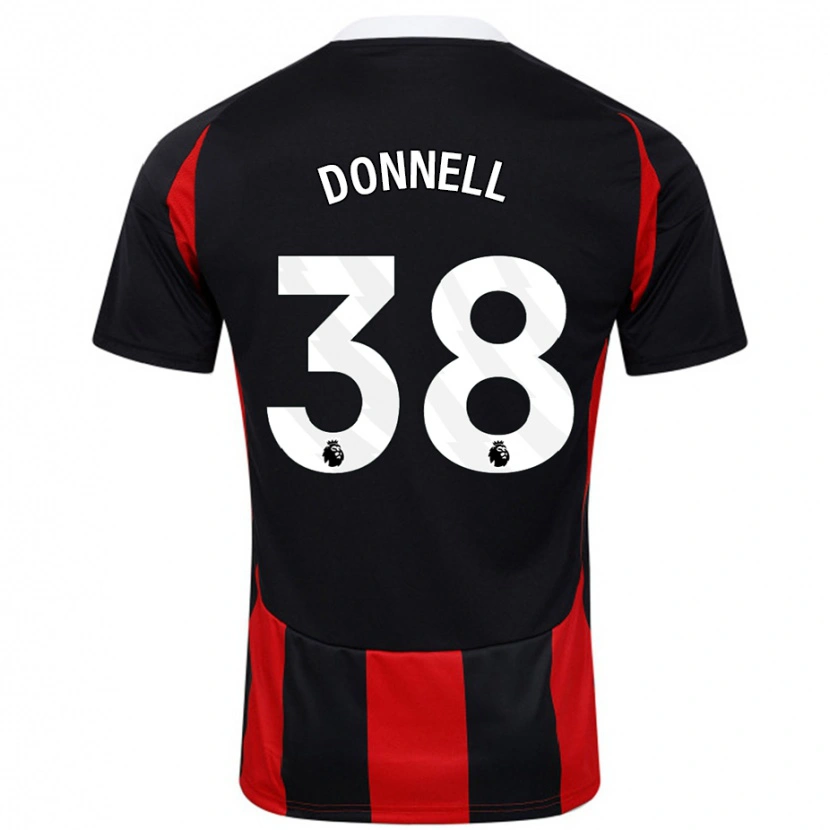 Danxen Kvinder Chris Donnell #38 Sort Rød Udebane Spillertrøjer 2024/25 Trøje T-Shirt