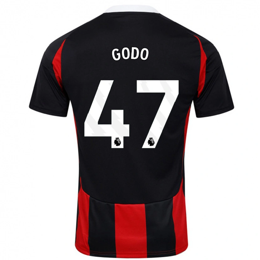 Danxen Kvinder Martial Godo #47 Sort Rød Udebane Spillertrøjer 2024/25 Trøje T-Shirt