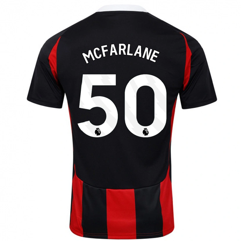 Danxen Kvinder Callum Mcfarlane #50 Sort Rød Udebane Spillertrøjer 2024/25 Trøje T-Shirt