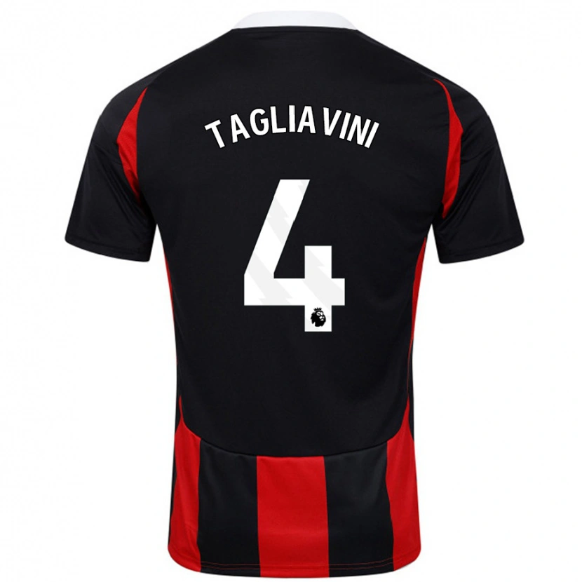 Danxen Kvinder Ella Tagliavini #4 Sort Rød Udebane Spillertrøjer 2024/25 Trøje T-Shirt