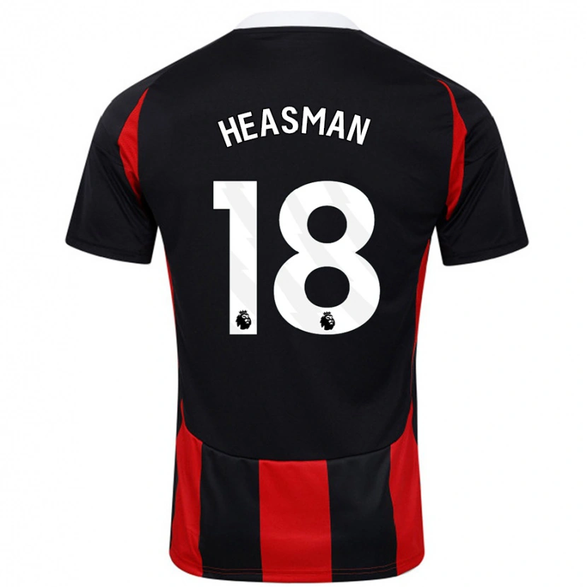 Danxen Kvinder Georgia Heasman #18 Sort Rød Udebane Spillertrøjer 2024/25 Trøje T-Shirt