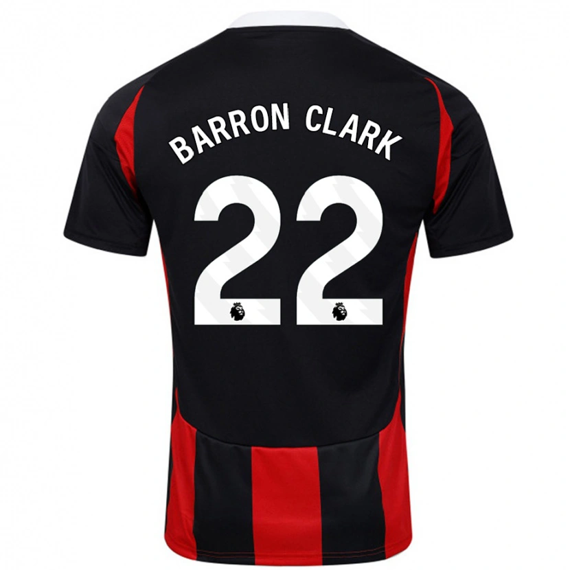 Danxen Kvinder Betty Barron-Clark #22 Sort Rød Udebane Spillertrøjer 2024/25 Trøje T-Shirt