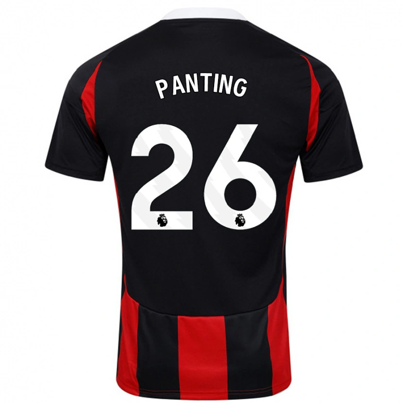 Danxen Kvinder Rachel Panting #26 Sort Rød Udebane Spillertrøjer 2024/25 Trøje T-Shirt