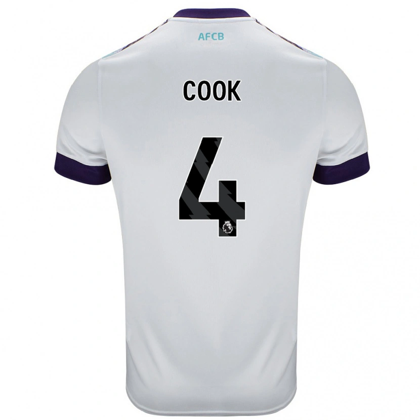 Danxen Kvinder Lewis Cook #4 Hvid Grøn Lilla Udebane Spillertrøjer 2024/25 Trøje T-Shirt