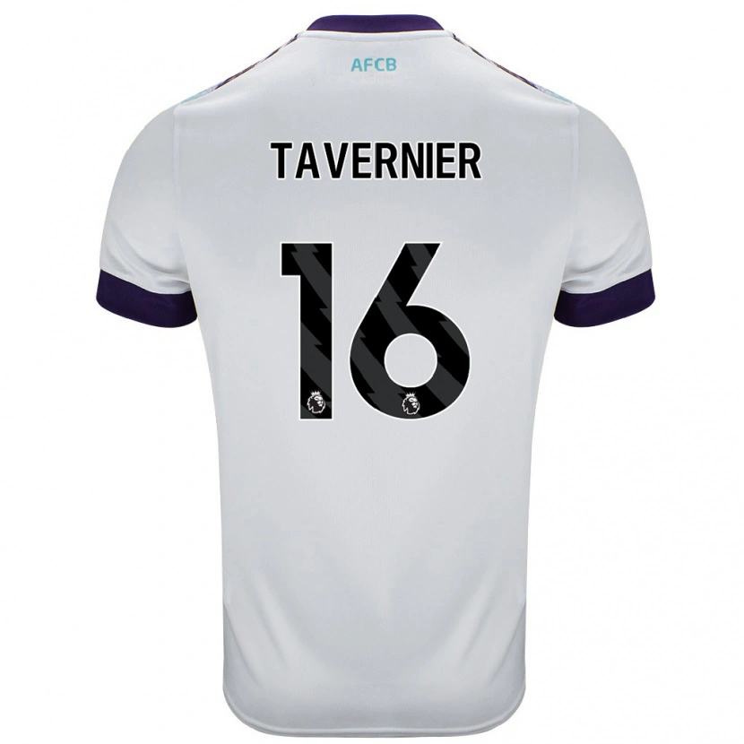 Danxen Kvinder Marcus Tavernier #16 Hvid Grøn Lilla Udebane Spillertrøjer 2024/25 Trøje T-Shirt