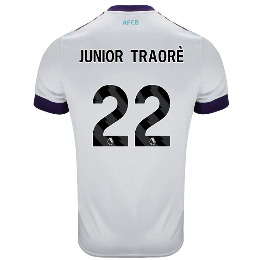 Danxen Kvinder Hamed Junior Traorè #22 Hvid Grøn Lilla Udebane Spillertrøjer 2024/25 Trøje T-Shirt