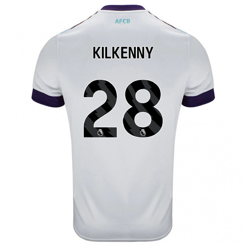 Danxen Kvinder Gavin Kilkenny #28 Hvid Grøn Lilla Udebane Spillertrøjer 2024/25 Trøje T-Shirt