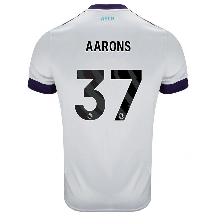 Danxen Kvinder Max Aarons #37 Hvid Grøn Lilla Udebane Spillertrøjer 2024/25 Trøje T-Shirt