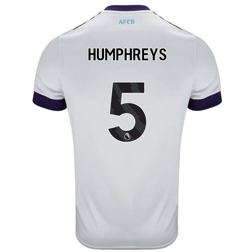 Danxen Kvinder Holly Humphreys #5 Hvid Grøn Lilla Udebane Spillertrøjer 2024/25 Trøje T-Shirt