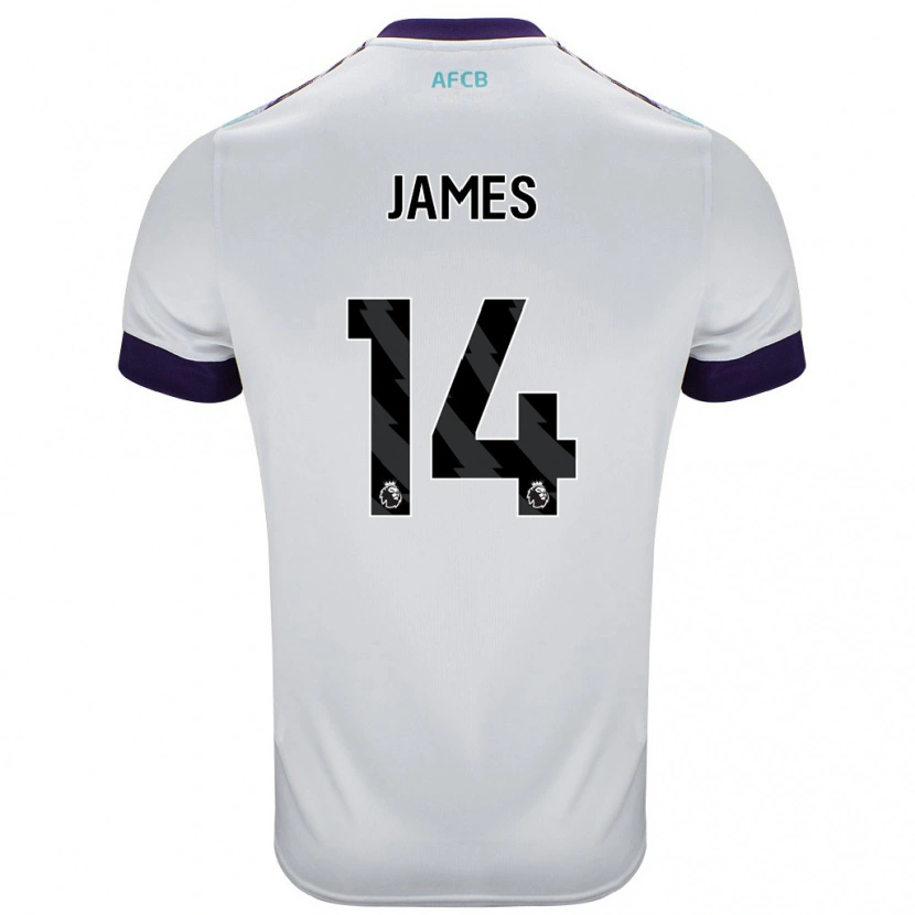 Danxen Kvinder Katie James #14 Hvid Grøn Lilla Udebane Spillertrøjer 2024/25 Trøje T-Shirt