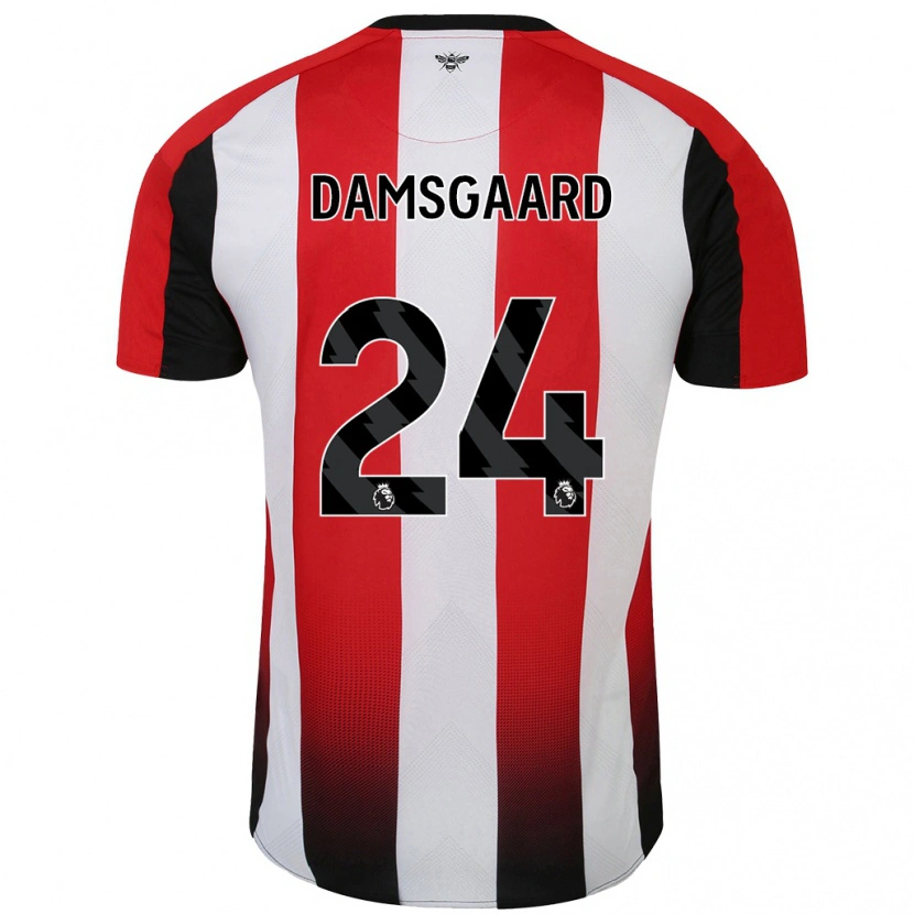 Danxen Børn Mikkel Damsgaard #24 Rød Hvid Hjemmebane Spillertrøjer 2024/25 Trøje T-Shirt