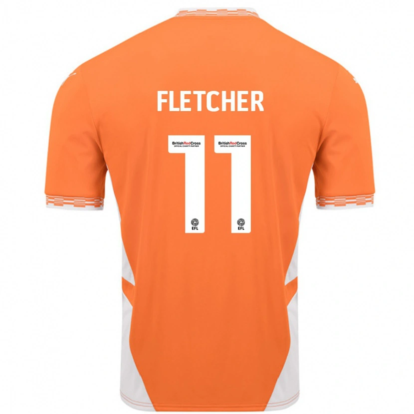 Danxen Børn Ashley Fletcher #11 Orange Hvid Hjemmebane Spillertrøjer 2024/25 Trøje T-Shirt
