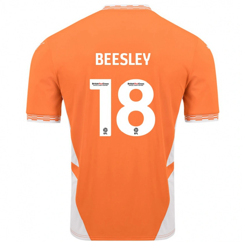 Danxen Børn Jake Beesley #18 Orange Hvid Hjemmebane Spillertrøjer 2024/25 Trøje T-Shirt