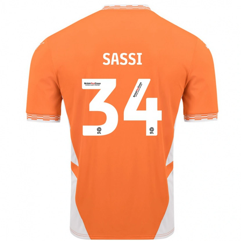 Danxen Børn Dan Sassi #34 Orange Hvid Hjemmebane Spillertrøjer 2024/25 Trøje T-Shirt
