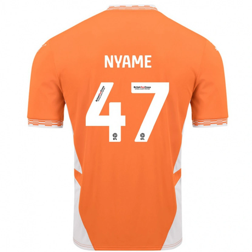 Danxen Børn Josh Nyame #47 Orange Hvid Hjemmebane Spillertrøjer 2024/25 Trøje T-Shirt