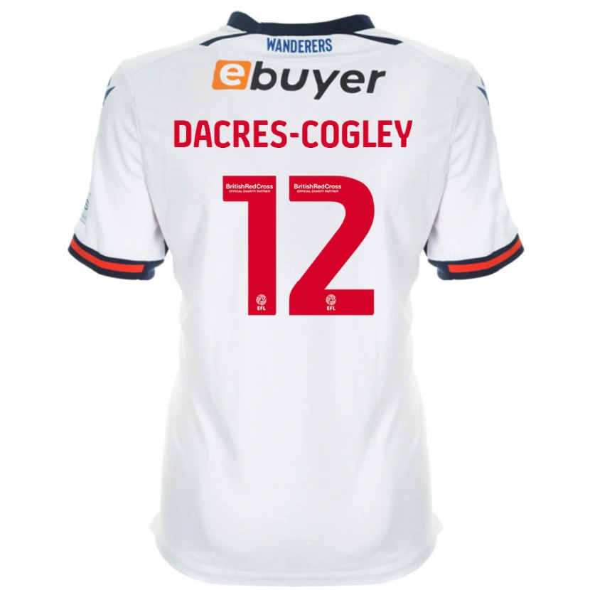Danxen Børn Josh Dacres-Cogley #12 Hvid Hjemmebane Spillertrøjer 2024/25 Trøje T-Shirt