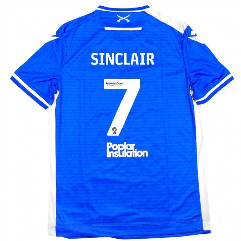 Danxen Børn Scott Sinclair #7 Blå Hvid Hjemmebane Spillertrøjer 2024/25 Trøje T-Shirt