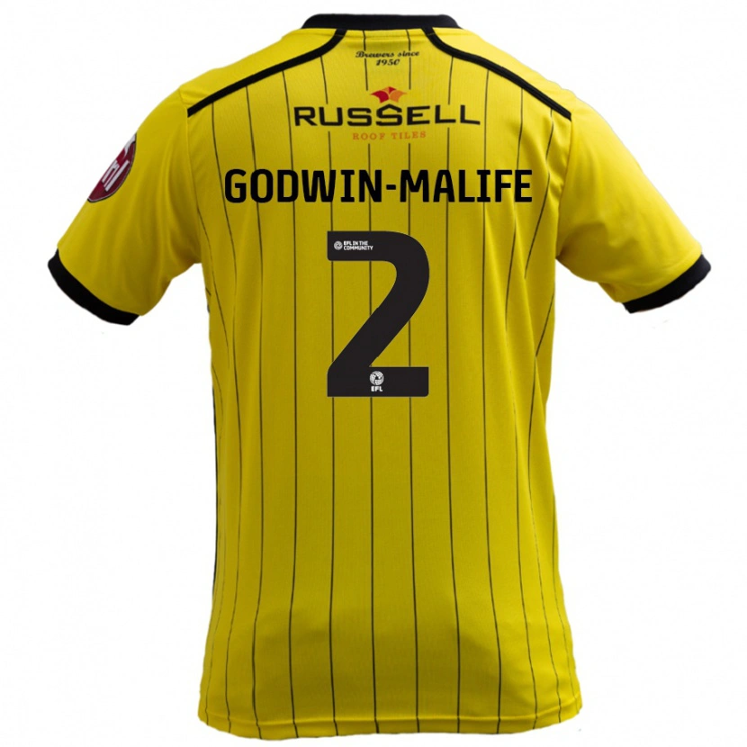 Danxen Børn Udoka Godwin-Malife #2 Gul Hjemmebane Spillertrøjer 2024/25 Trøje T-Shirt