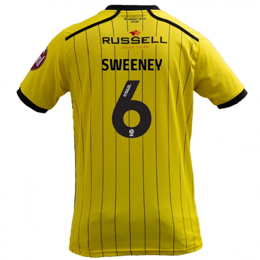 Danxen Børn Ryan Sweeney #6 Gul Hjemmebane Spillertrøjer 2024/25 Trøje T-Shirt