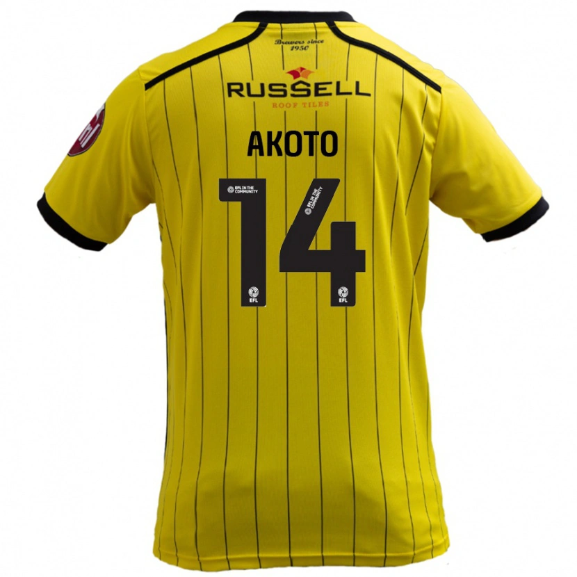 Danxen Børn Nick Akoto #14 Gul Hjemmebane Spillertrøjer 2024/25 Trøje T-Shirt