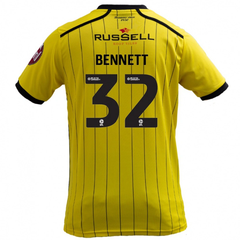 Danxen Børn Mason Bennett #32 Gul Hjemmebane Spillertrøjer 2024/25 Trøje T-Shirt
