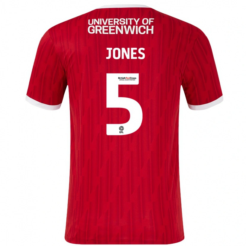 Danxen Børn Lloyd Jones #5 Rød Hvid Hjemmebane Spillertrøjer 2024/25 Trøje T-Shirt