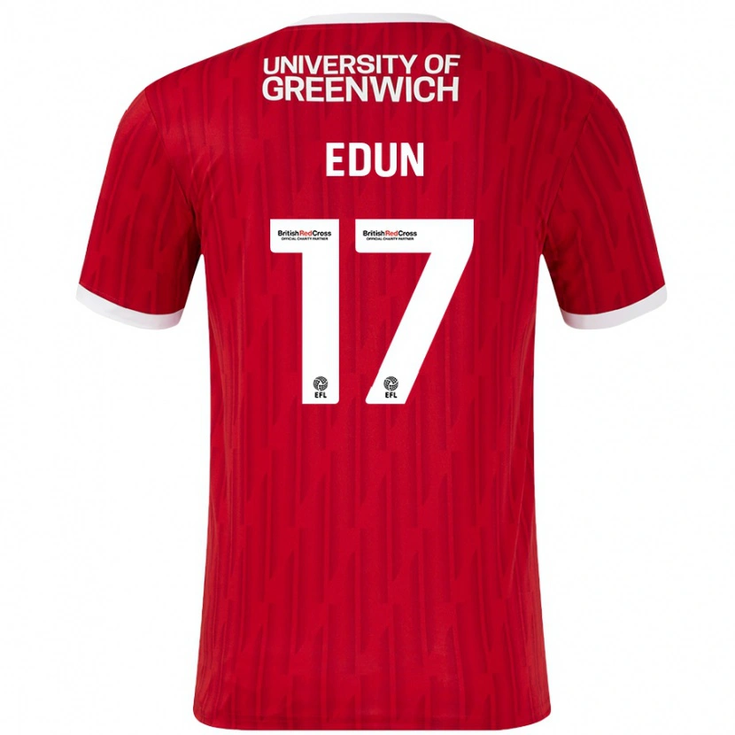 Danxen Børn Tayo Edun #17 Rød Hvid Hjemmebane Spillertrøjer 2024/25 Trøje T-Shirt