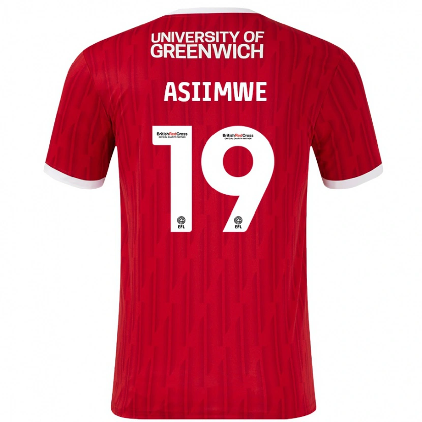 Danxen Børn Nathan Asiimwe #19 Rød Hvid Hjemmebane Spillertrøjer 2024/25 Trøje T-Shirt