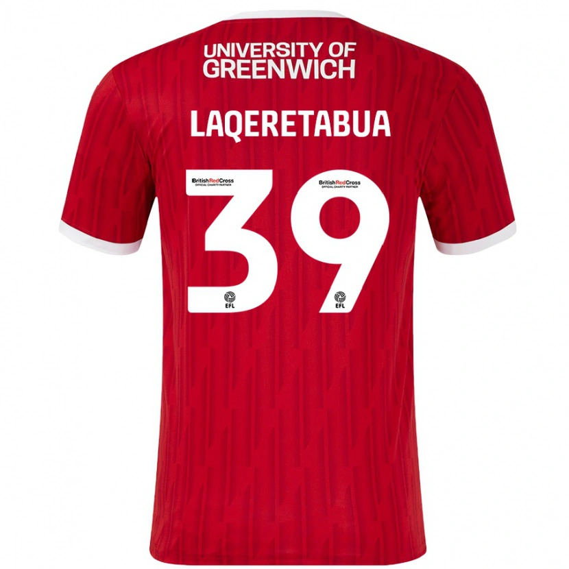 Danxen Børn Josh Laqeretabua #39 Rød Hvid Hjemmebane Spillertrøjer 2024/25 Trøje T-Shirt