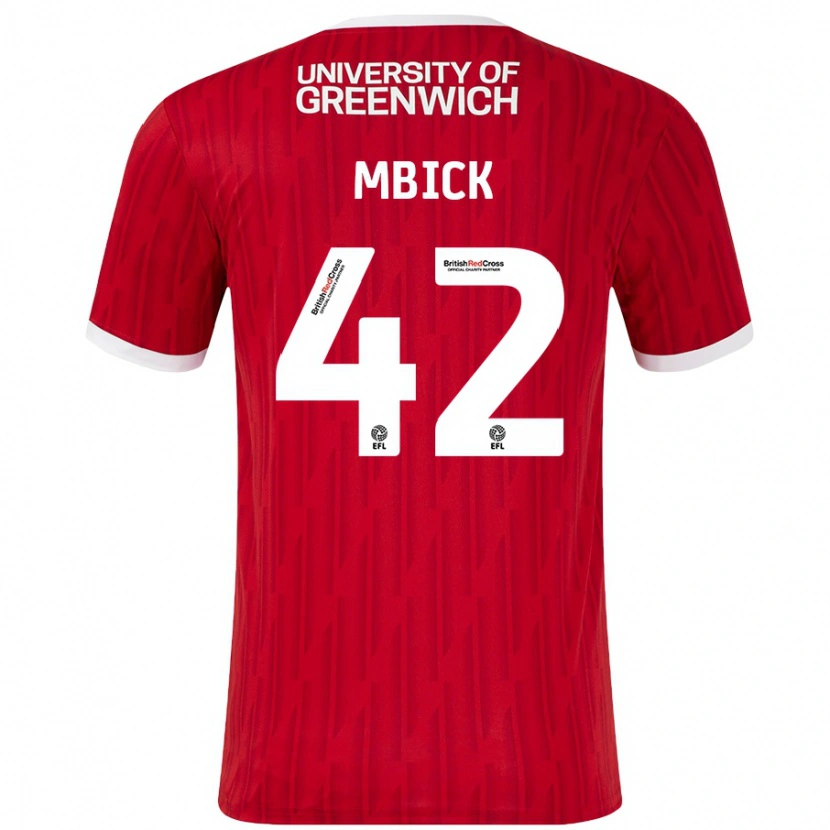 Danxen Børn Micah Mbick #42 Rød Hvid Hjemmebane Spillertrøjer 2024/25 Trøje T-Shirt
