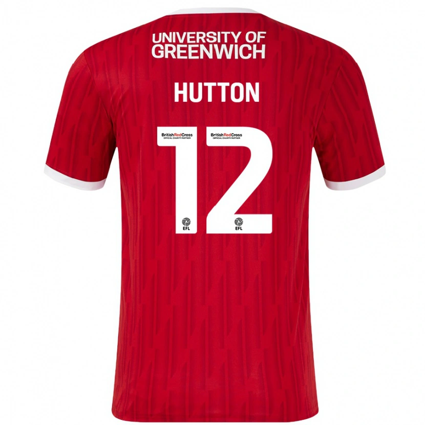 Danxen Børn Jodie Hutton #12 Rød Hvid Hjemmebane Spillertrøjer 2024/25 Trøje T-Shirt