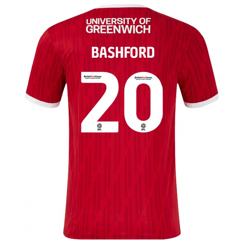 Danxen Børn Mary Bashford #20 Rød Hvid Hjemmebane Spillertrøjer 2024/25 Trøje T-Shirt