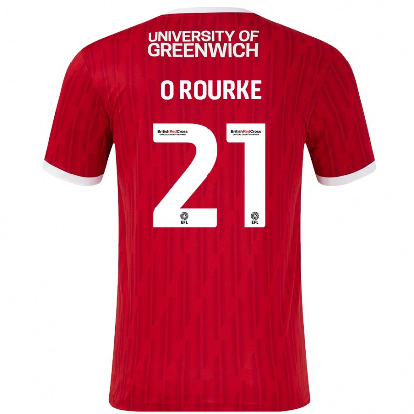 Danxen Børn Sophie O'rourke #21 Rød Hvid Hjemmebane Spillertrøjer 2024/25 Trøje T-Shirt