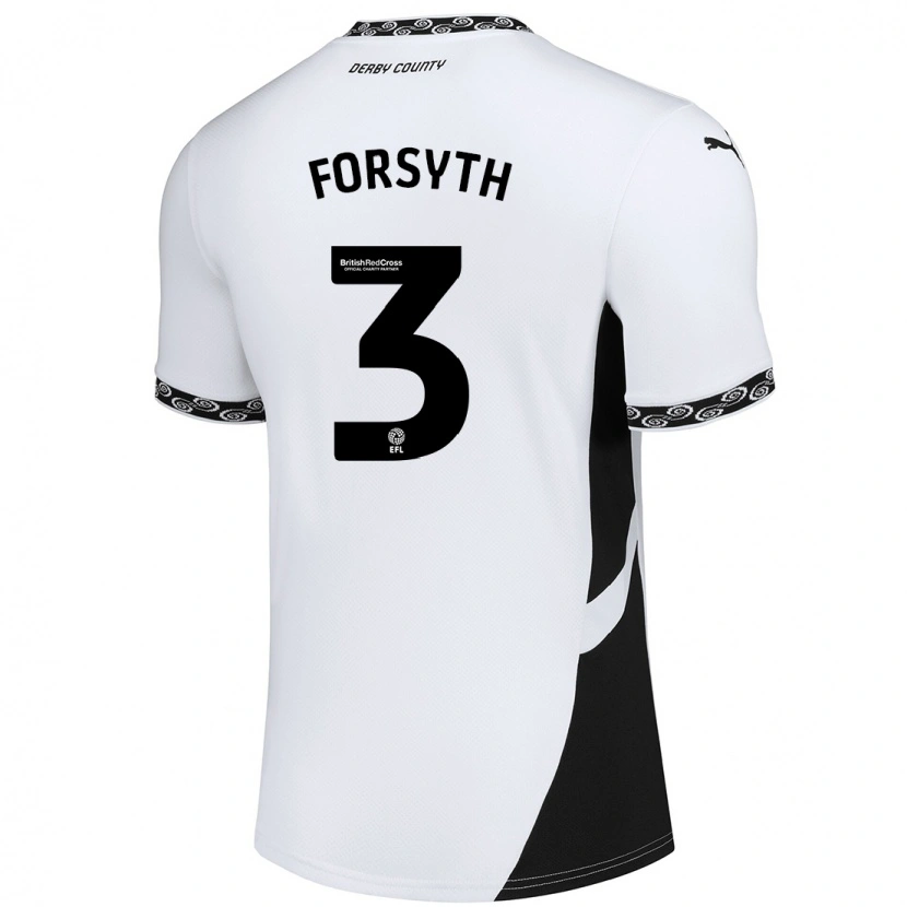 Danxen Børn Craig Forsyth #3 Hvid Sort Hjemmebane Spillertrøjer 2024/25 Trøje T-Shirt