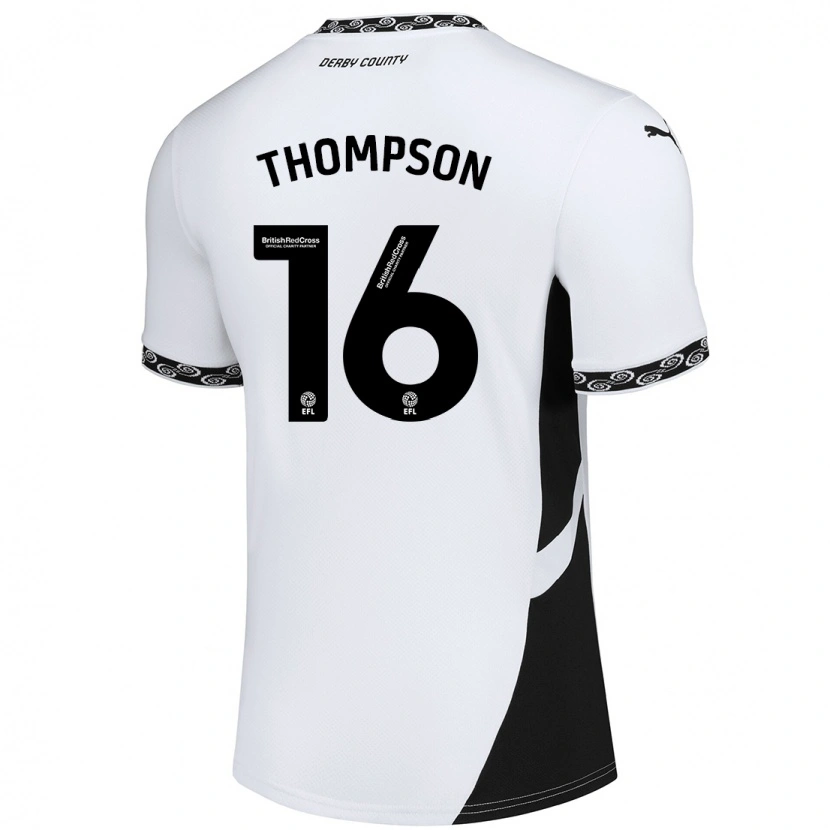 Danxen Børn Liam Thompson #16 Hvid Sort Hjemmebane Spillertrøjer 2024/25 Trøje T-Shirt