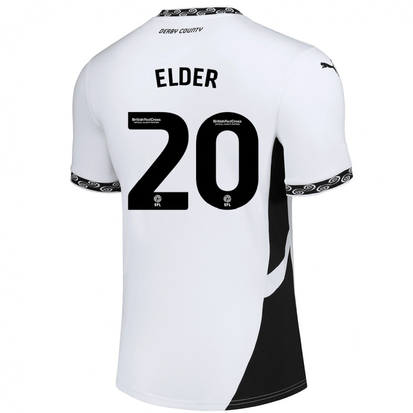 Danxen Børn Callum Elder #20 Hvid Sort Hjemmebane Spillertrøjer 2024/25 Trøje T-Shirt