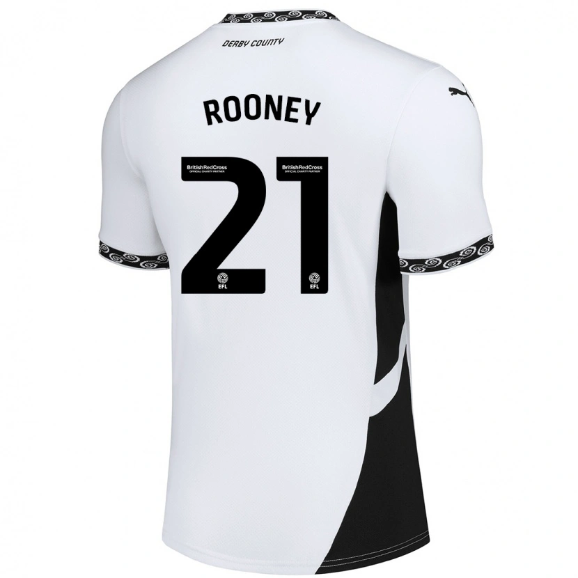Danxen Børn Jake Rooney #21 Hvid Sort Hjemmebane Spillertrøjer 2024/25 Trøje T-Shirt