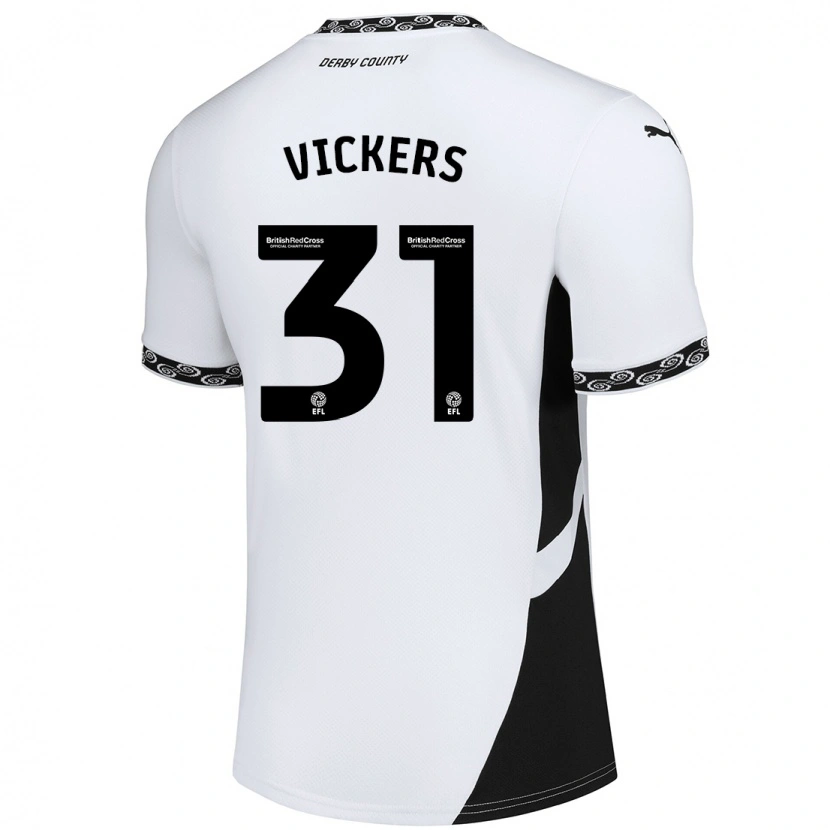 Danxen Børn Josh Vickers #31 Hvid Sort Hjemmebane Spillertrøjer 2024/25 Trøje T-Shirt