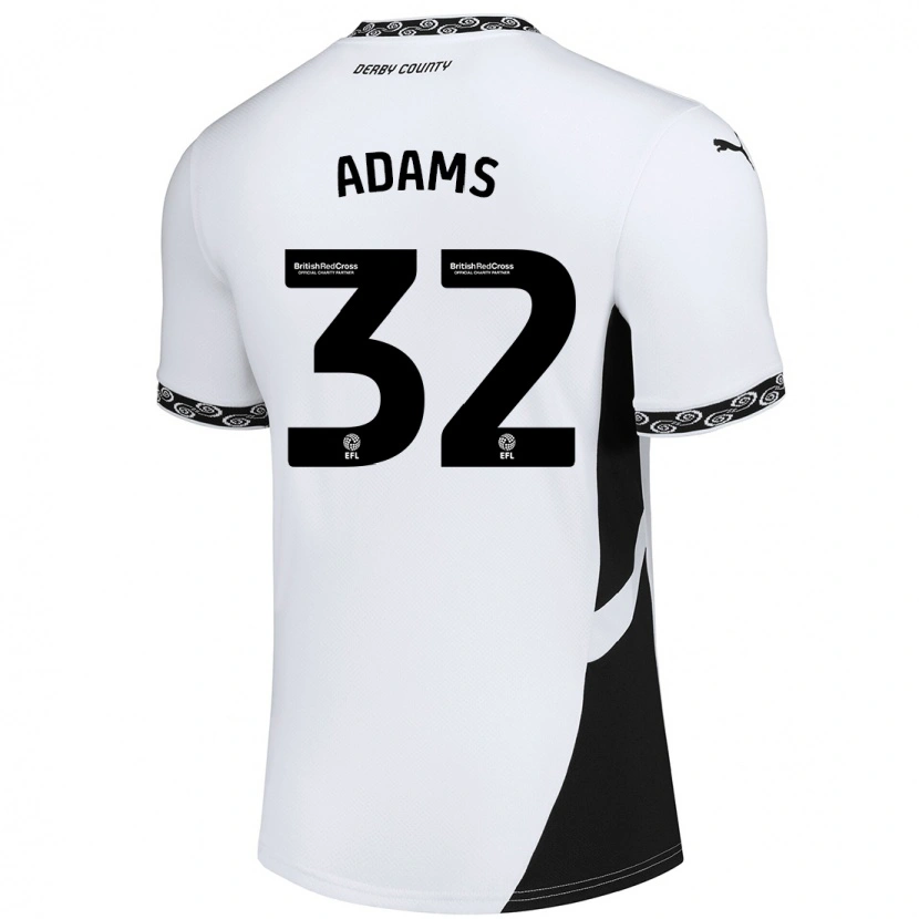 Danxen Børn Ebou Adams #32 Hvid Sort Hjemmebane Spillertrøjer 2024/25 Trøje T-Shirt