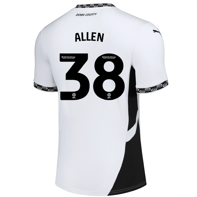 Danxen Børn Cruz Allen #38 Hvid Sort Hjemmebane Spillertrøjer 2024/25 Trøje T-Shirt