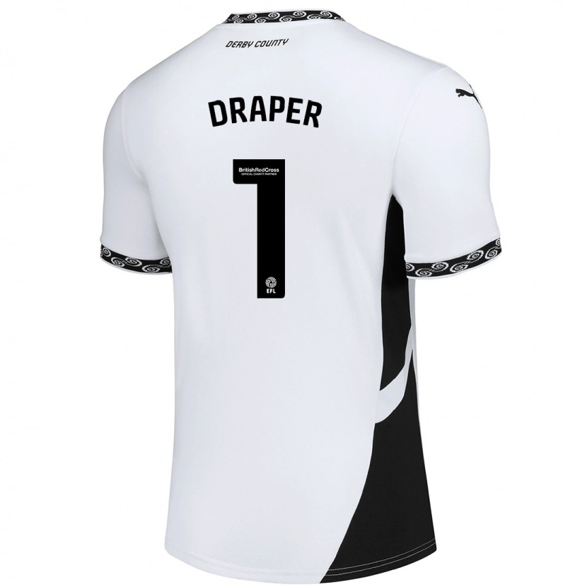 Danxen Børn Anna Draper #1 Hvid Sort Hjemmebane Spillertrøjer 2024/25 Trøje T-Shirt