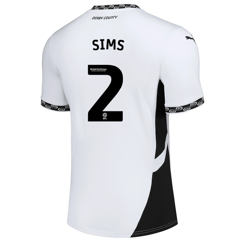 Danxen Børn Amy Sims #2 Hvid Sort Hjemmebane Spillertrøjer 2024/25 Trøje T-Shirt