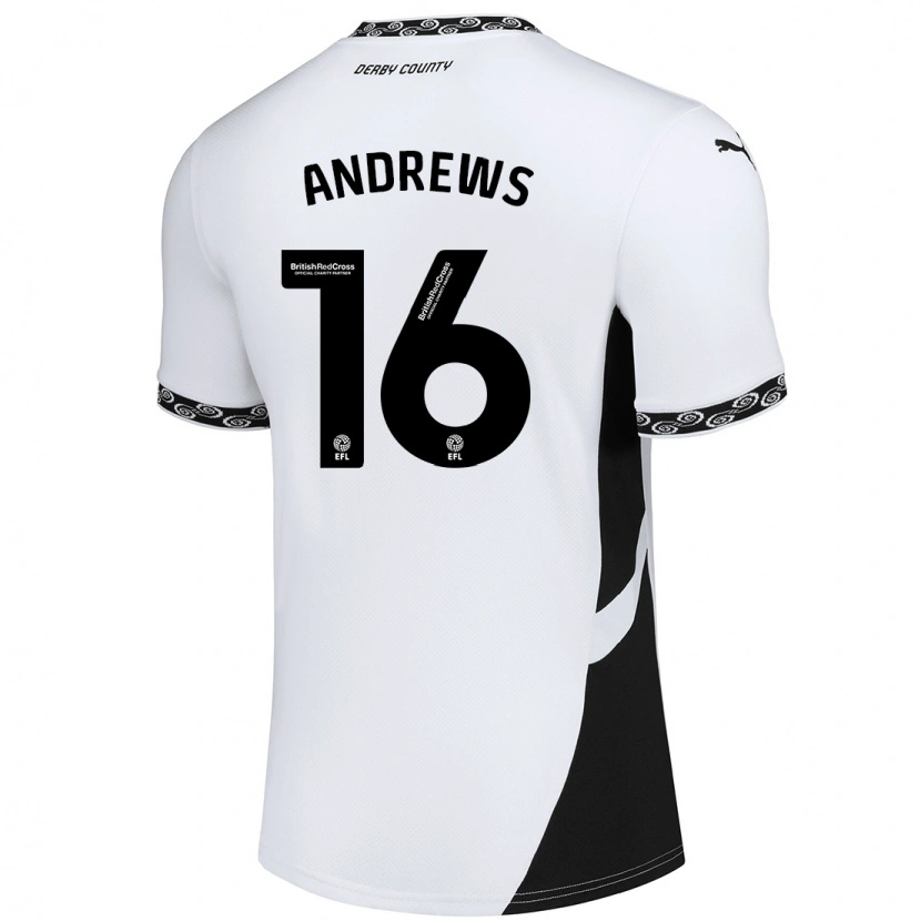 Danxen Børn Marli Rhodes-Andrews #16 Hvid Sort Hjemmebane Spillertrøjer 2024/25 Trøje T-Shirt