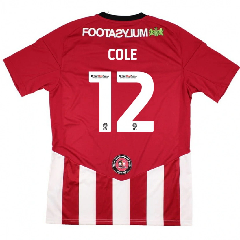 Danxen Børn Reece Cole #12 Rød Hvid Hjemmebane Spillertrøjer 2024/25 Trøje T-Shirt