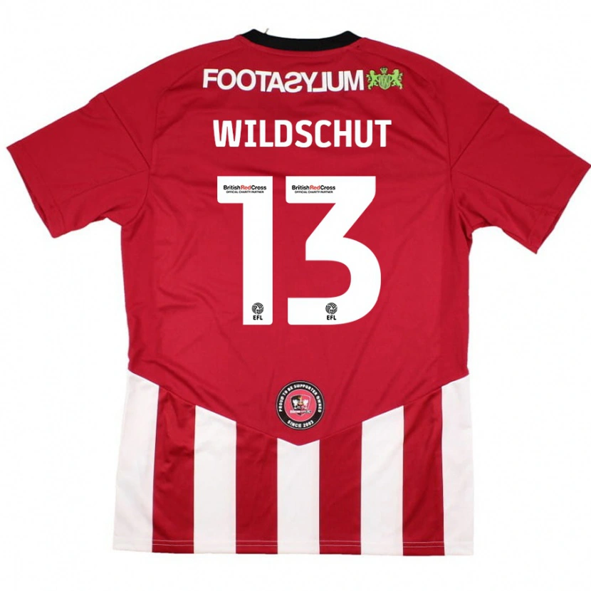 Danxen Børn Yanic Wildschut #13 Rød Hvid Hjemmebane Spillertrøjer 2024/25 Trøje T-Shirt