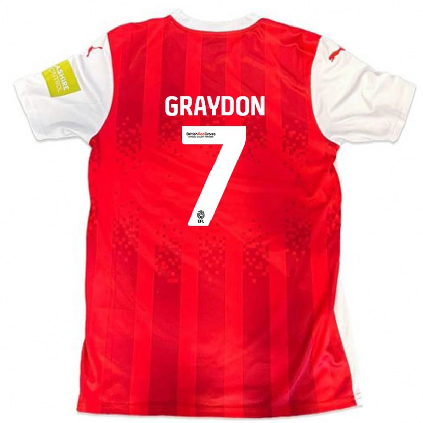Danxen Børn Ryan Graydon #7 Rød Hvid Hjemmebane Spillertrøjer 2024/25 Trøje T-Shirt