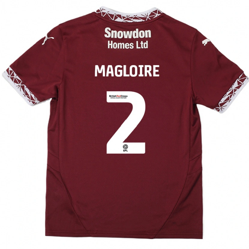 Danxen Børn Tyler Magloire #2 Bourgogne Hjemmebane Spillertrøjer 2024/25 Trøje T-Shirt