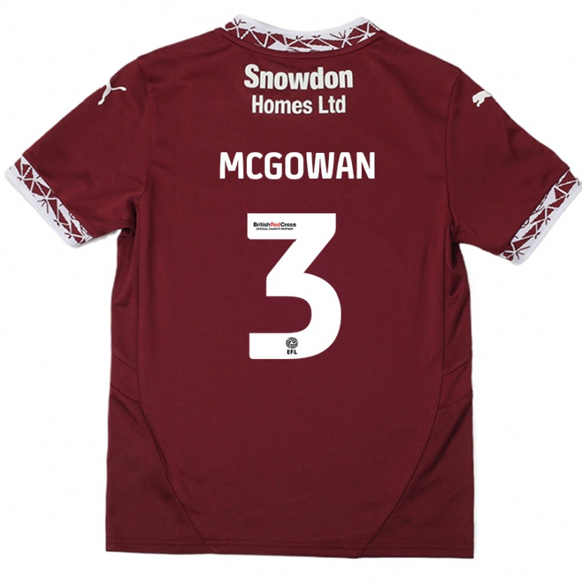 Danxen Børn Aaron Mcgowan #3 Bourgogne Hjemmebane Spillertrøjer 2024/25 Trøje T-Shirt