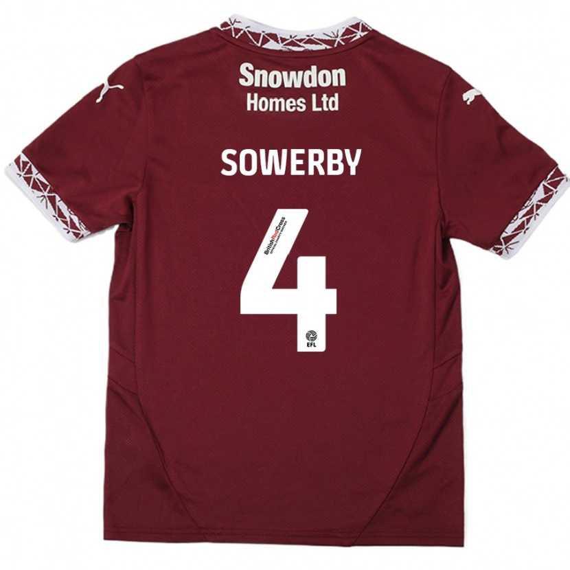 Danxen Børn Jack Sowerby #4 Bourgogne Hjemmebane Spillertrøjer 2024/25 Trøje T-Shirt