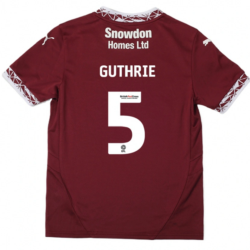 Danxen Børn Jon Guthrie #5 Bourgogne Hjemmebane Spillertrøjer 2024/25 Trøje T-Shirt